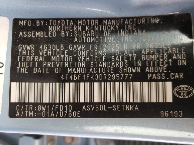 Photo 9 VIN: 4T4BF1FK3DR295777 - TOYOTA CAMRY L 