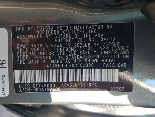 Photo 11 VIN: 4T4BF1FK3DR302890 - TOYOTA CAMRY 