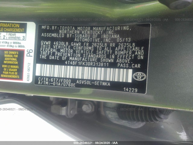 Photo 8 VIN: 4T4BF1FK3DR313811 - TOYOTA CAMRY 