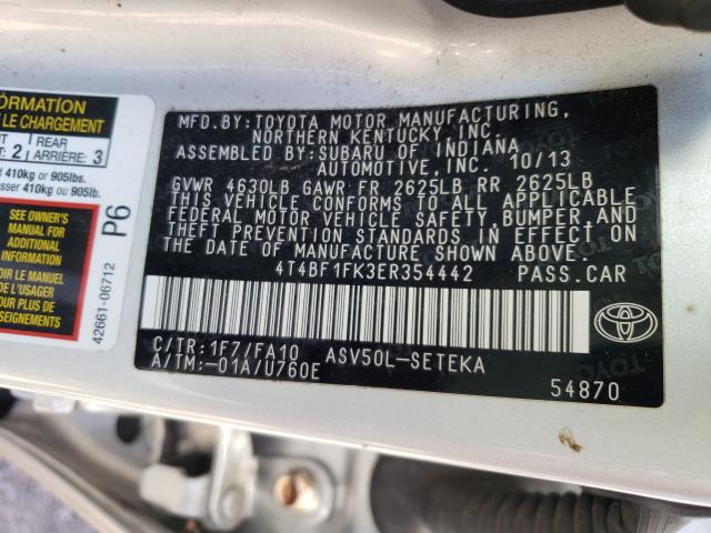 Photo 9 VIN: 4T4BF1FK3ER354442 - TOYOTA CAMRY L 