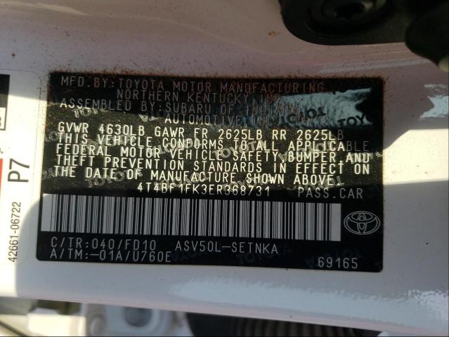 Photo 9 VIN: 4T4BF1FK3ER368731 - TOYOTA CAMRY L 