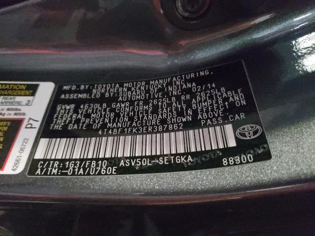 Photo 9 VIN: 4T4BF1FK3ER387862 - TOYOTA CAMRY L 