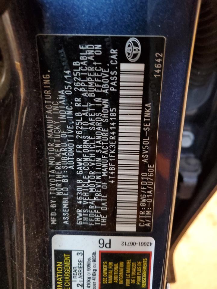 Photo 11 VIN: 4T4BF1FK3ER414185 - TOYOTA CAMRY 