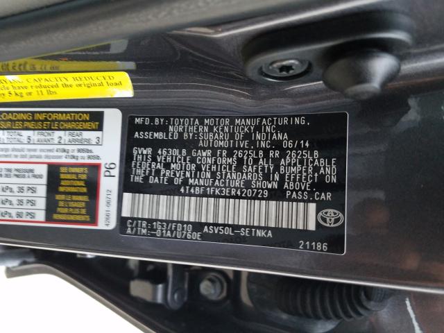 Photo 9 VIN: 4T4BF1FK3ER420729 - TOYOTA CAMRY L 