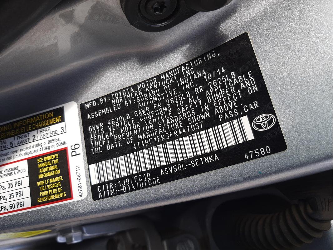 Photo 9 VIN: 4T4BF1FK3FR447057 - TOYOTA CAMRY LE 