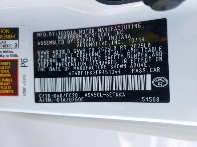 Photo 9 VIN: 4T4BF1FK3FR451044 - TOYOTA CAMRY LE 