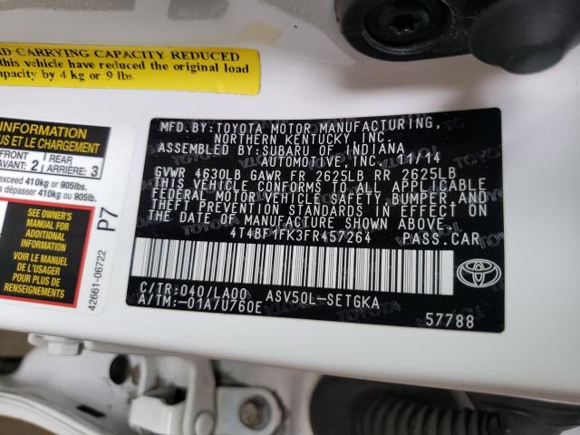 Photo 9 VIN: 4T4BF1FK3FR457264 - TOYOTA CAMRY LE 