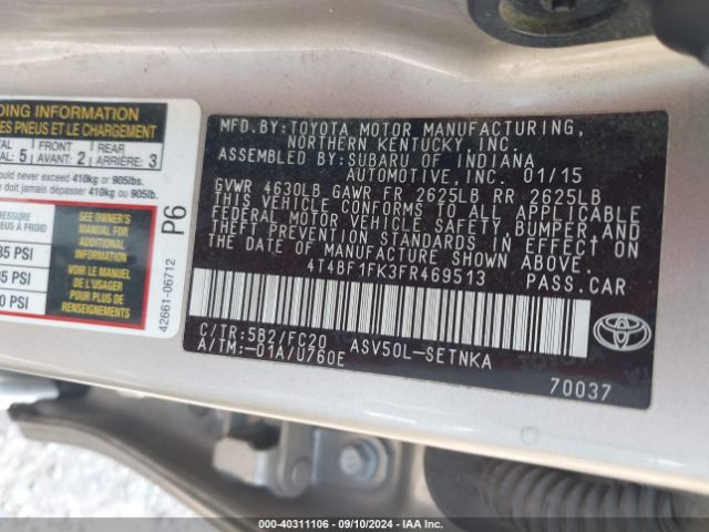 Photo 8 VIN: 4T4BF1FK3FR469513 - TOYOTA CAMRY 