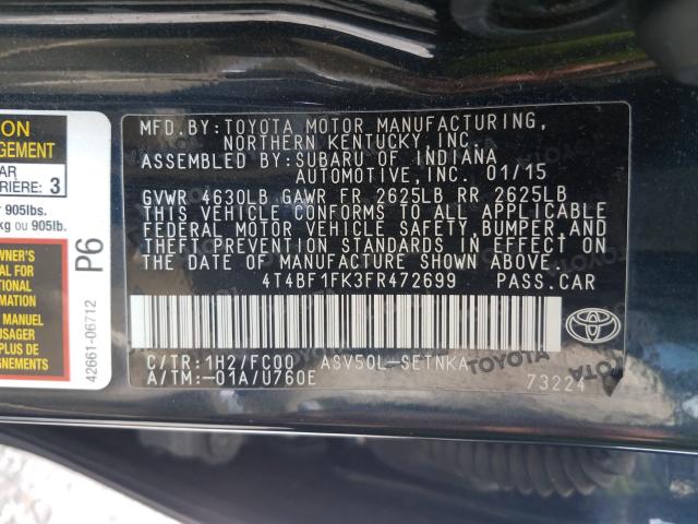 Photo 9 VIN: 4T4BF1FK3FR472699 - TOYOTA CAMRY LE 