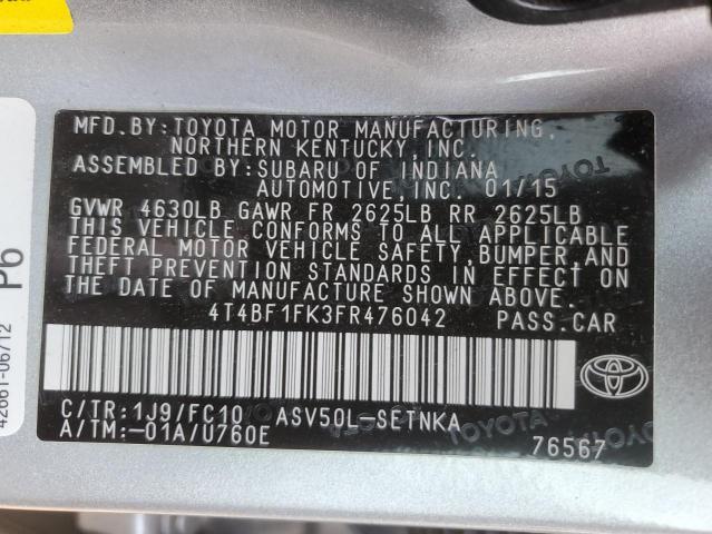 Photo 11 VIN: 4T4BF1FK3FR476042 - TOYOTA CAMRY LE 