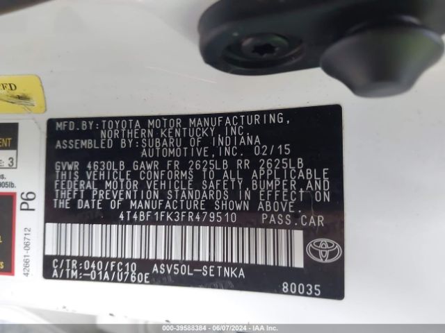 Photo 8 VIN: 4T4BF1FK3FR479510 - TOYOTA CAMRY 