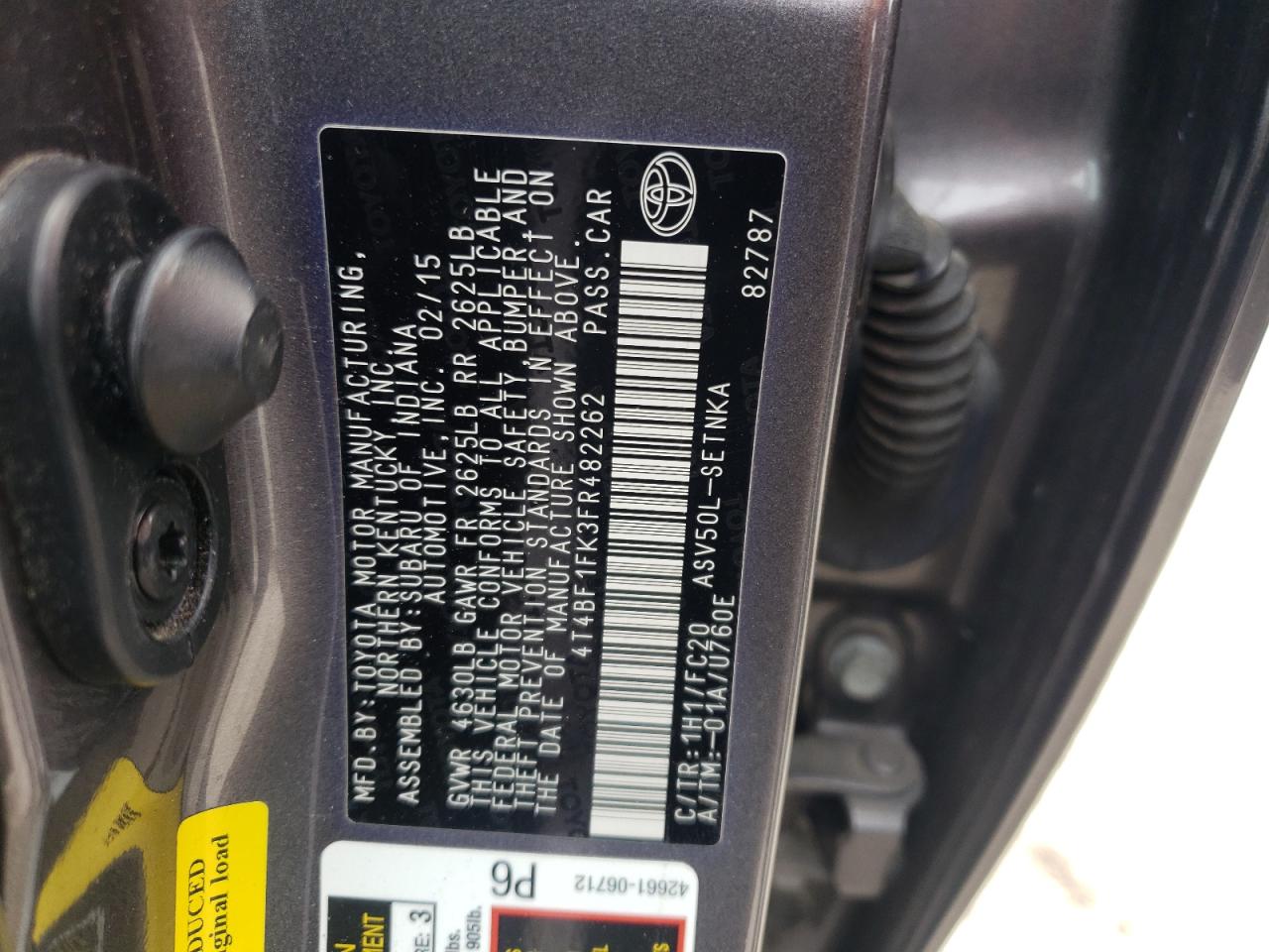 Photo 12 VIN: 4T4BF1FK3FR482262 - TOYOTA CAMRY 