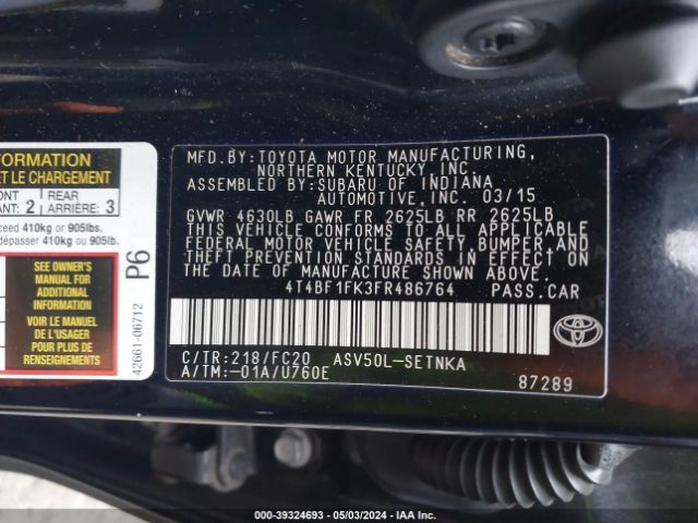 Photo 8 VIN: 4T4BF1FK3FR486764 - TOYOTA CAMRY 