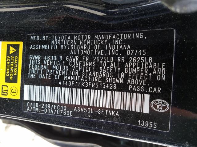 Photo 9 VIN: 4T4BF1FK3FR513428 - TOYOTA CAMRY LE 