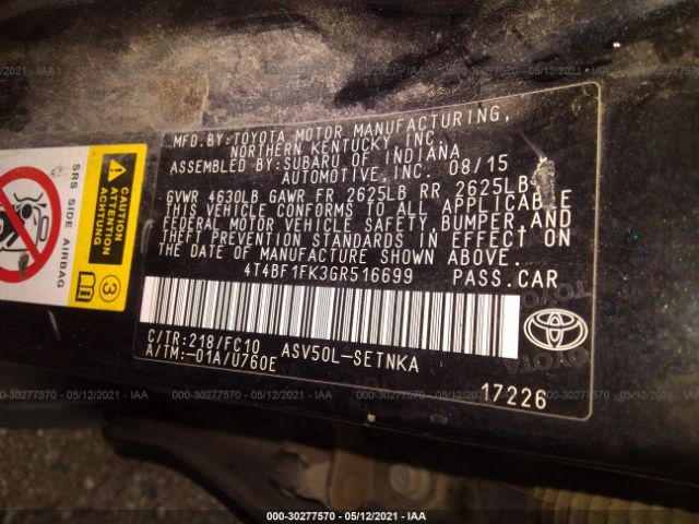 Photo 8 VIN: 4T4BF1FK3GR516699 - TOYOTA CAMRY 