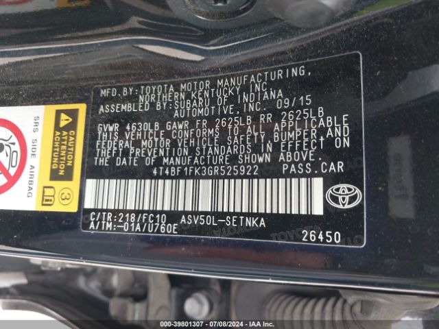 Photo 8 VIN: 4T4BF1FK3GR525922 - TOYOTA CAMRY 