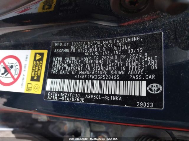 Photo 8 VIN: 4T4BF1FK3GR528495 - TOYOTA CAMRY 