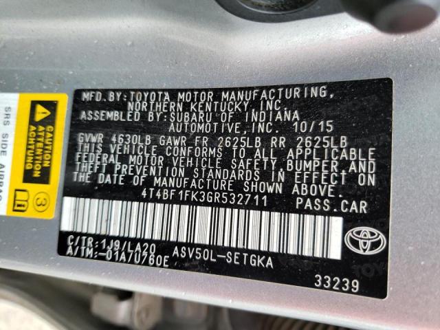 Photo 9 VIN: 4T4BF1FK3GR532711 - TOYOTA CAMRY LE 