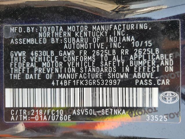 Photo 11 VIN: 4T4BF1FK3GR532997 - TOYOTA CAMRY LE 