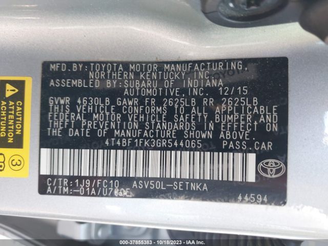 Photo 8 VIN: 4T4BF1FK3GR544065 - TOYOTA CAMRY 