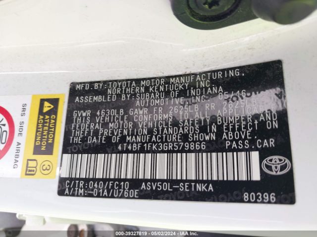 Photo 8 VIN: 4T4BF1FK3GR579866 - TOYOTA CAMRY 