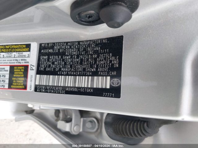 Photo 8 VIN: 4T4BF1FK4CR177364 - TOYOTA CAMRY 