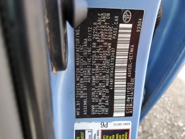 Photo 11 VIN: 4T4BF1FK4CR193497 - TOYOTA CAMRY 