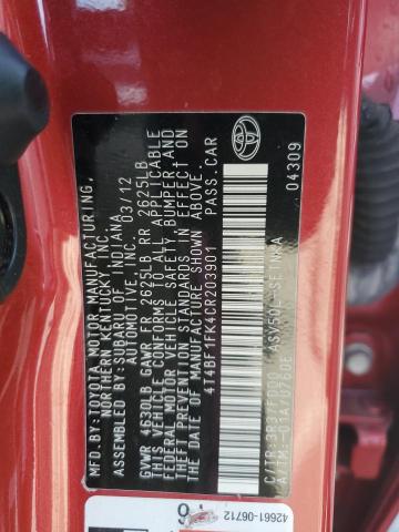 Photo 11 VIN: 4T4BF1FK4CR203901 - TOYOTA CAMRY 