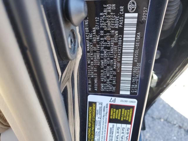 Photo 9 VIN: 4T4BF1FK4CR238843 - TOYOTA CAMRY BASE 