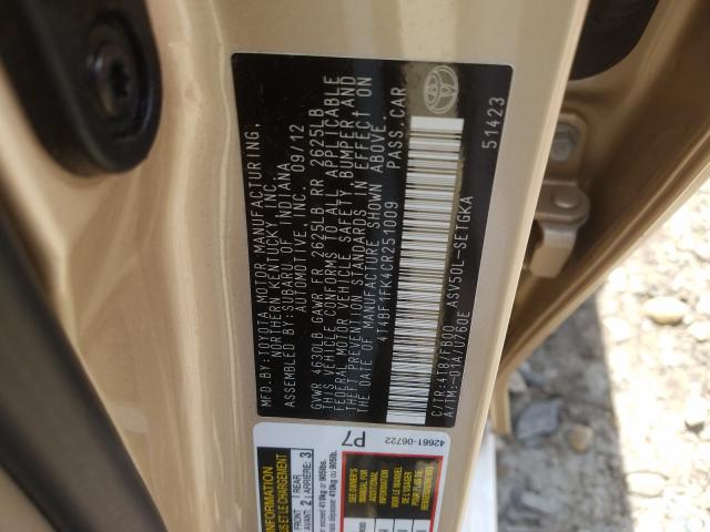 Photo 9 VIN: 4T4BF1FK4CR251009 - TOYOTA CAMRY BASE 