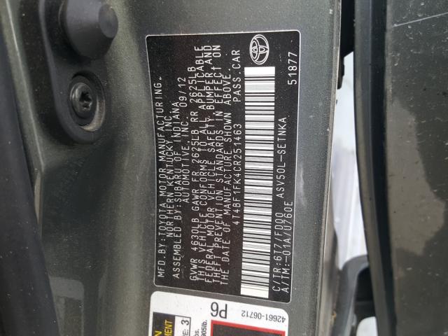 Photo 9 VIN: 4T4BF1FK4CR251463 - TOYOTA CAMRY BASE 