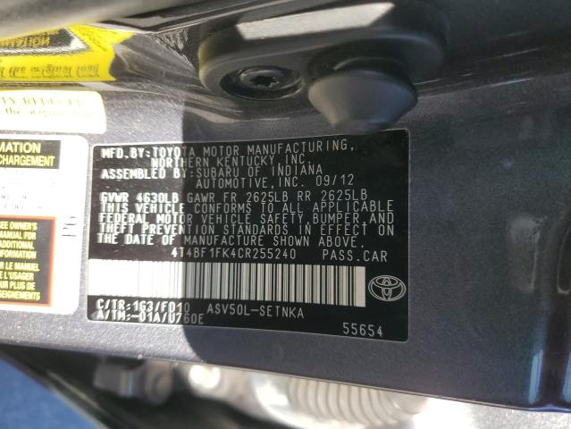 Photo 12 VIN: 4T4BF1FK4CR255240 - TOYOTA CAMRY 