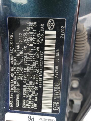 Photo 12 VIN: 4T4BF1FK4CR274287 - TOYOTA CAMRY 