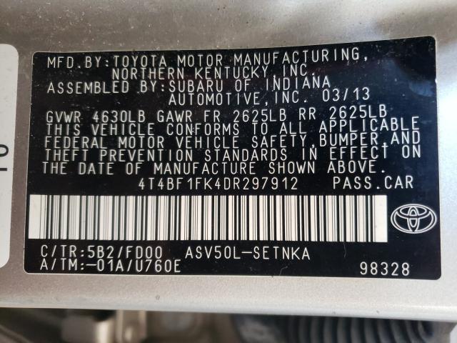 Photo 9 VIN: 4T4BF1FK4DR297912 - TOYOTA CAMRY L 