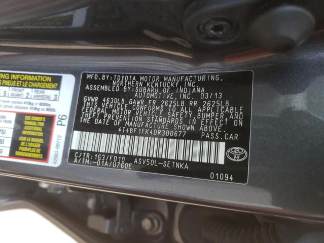 Photo 9 VIN: 4T4BF1FK4DR300677 - TOYOTA CAMRY L 