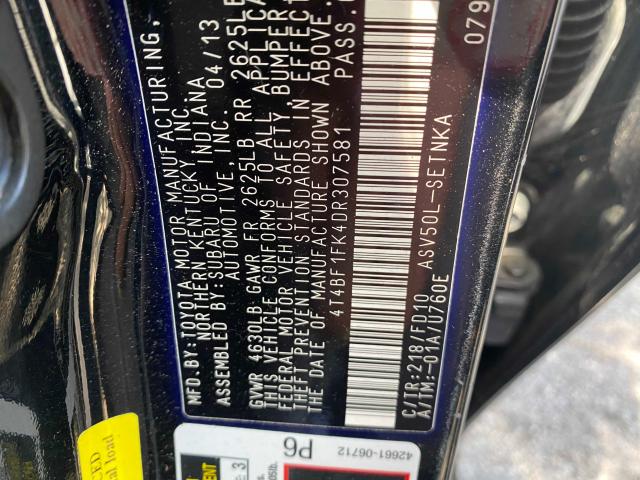 Photo 9 VIN: 4T4BF1FK4DR307581 - TOYOTA CAMRY L 