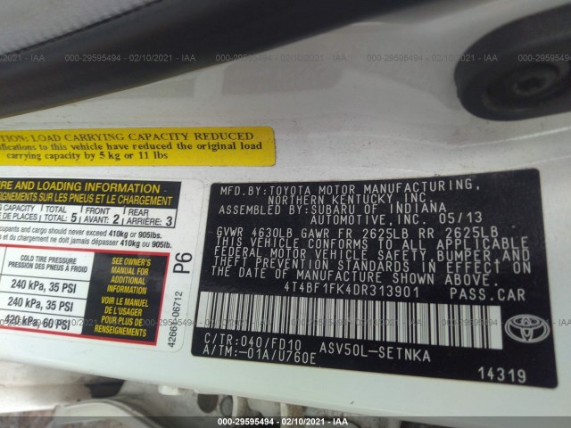 Photo 8 VIN: 4T4BF1FK4DR313901 - TOYOTA CAMRY 