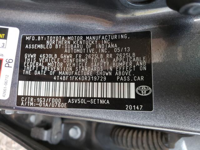 Photo 9 VIN: 4T4BF1FK4DR319729 - TOYOTA CAMRY L 