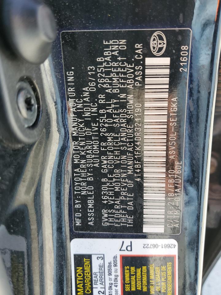 Photo 11 VIN: 4T4BF1FK4DR321190 - TOYOTA CAMRY 