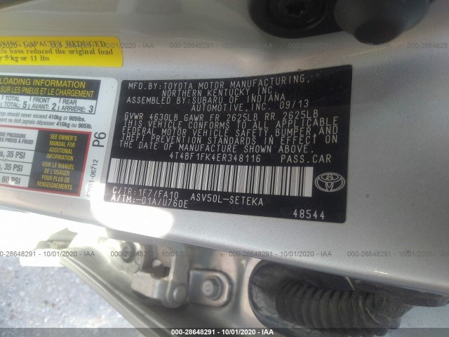 Photo 8 VIN: 4T4BF1FK4ER348116 - TOYOTA CAMRY 