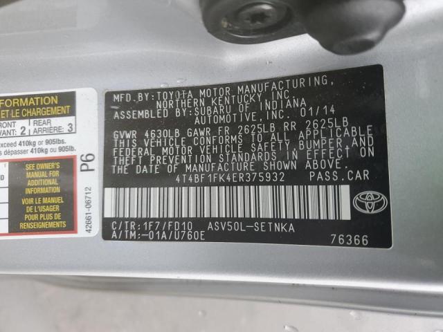 Photo 11 VIN: 4T4BF1FK4ER375932 - TOYOTA CAMRY L 