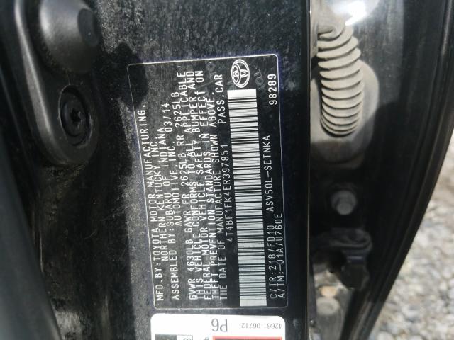 Photo 9 VIN: 4T4BF1FK4ER397851 - TOYOTA CAMRY L 