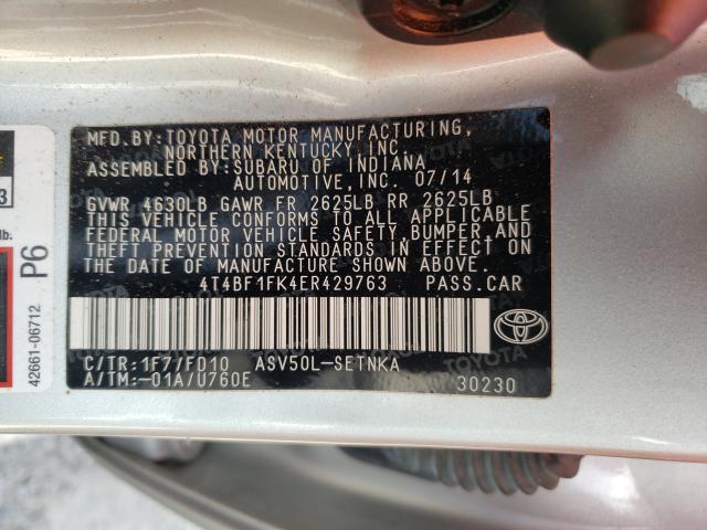 Photo 9 VIN: 4T4BF1FK4ER429763 - TOYOTA CAMRY L 