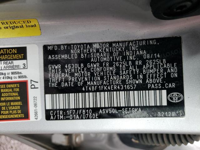 Photo 9 VIN: 4T4BF1FK4ER431657 - TOYOTA CAMRY L 