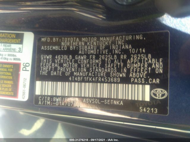 Photo 8 VIN: 4T4BF1FK4FR453689 - TOYOTA CAMRY 