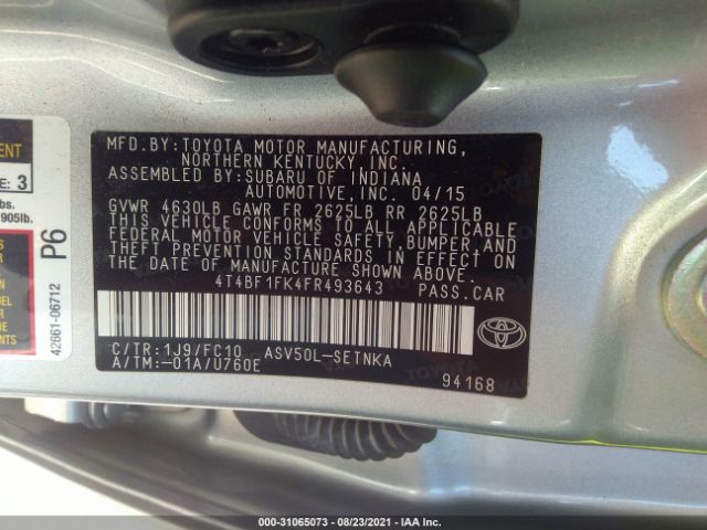 Photo 8 VIN: 4T4BF1FK4FR493643 - TOYOTA CAMRY 