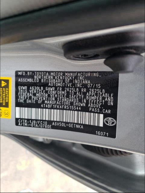 Photo 9 VIN: 4T4BF1FK4FR515544 - TOYOTA CAMRY LE 