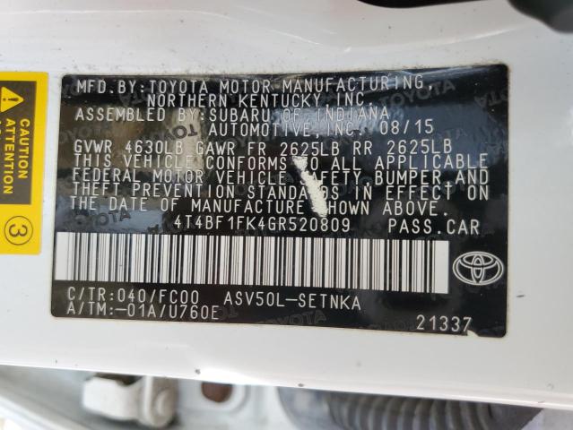 Photo 11 VIN: 4T4BF1FK4GR520809 - TOYOTA CAMRY LE 