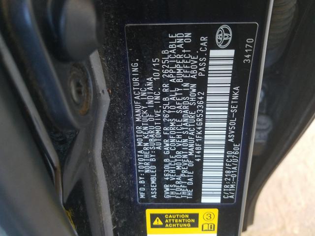 Photo 9 VIN: 4T4BF1FK4GR533642 - TOYOTA CAMRY LE 