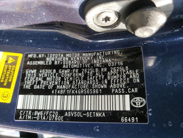 Photo 9 VIN: 4T4BF1FK4GR565961 - TOYOTA CAMRY LE 